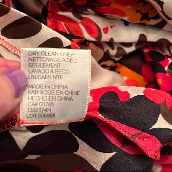 Citrine Collection 100% Silk Shift Dress Abstract Print V-Neck Woman’s Size S - Picture 8 of 9